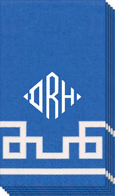 Marine Blue Greek Key Caspari Guest Towels